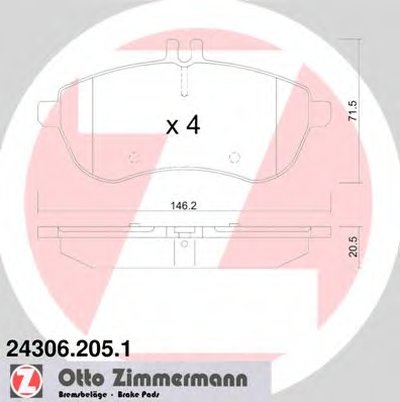 243062051 ZIMMERMANN Комплект тормозных колодок, дисковый тормоз