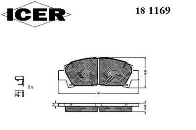 181169 ICER Комплект тормозных колодок, дисковый тормоз