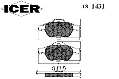 181431 ICER Комплект тормозных колодок, дисковый тормоз