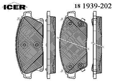 181939202 ICER Комплект тормозных колодок, дисковый тормоз