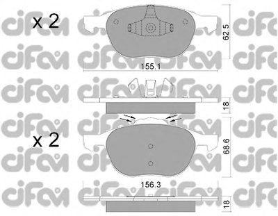 8225341 CIFAM Комплект тормозных колодок, дисковый тормоз